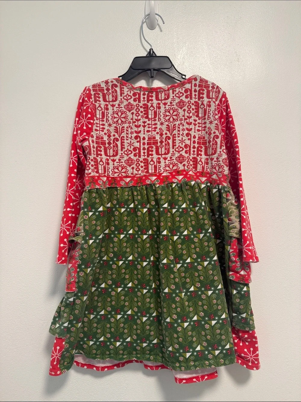 Jelly The Pug Red & Green Layered Holiday Girls' Costume Dress with Red Leggings